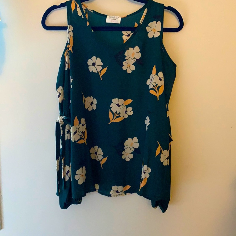 Sienna Sky teal floral blouse